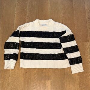 Evereve Striped Black sequin and cream Sweater